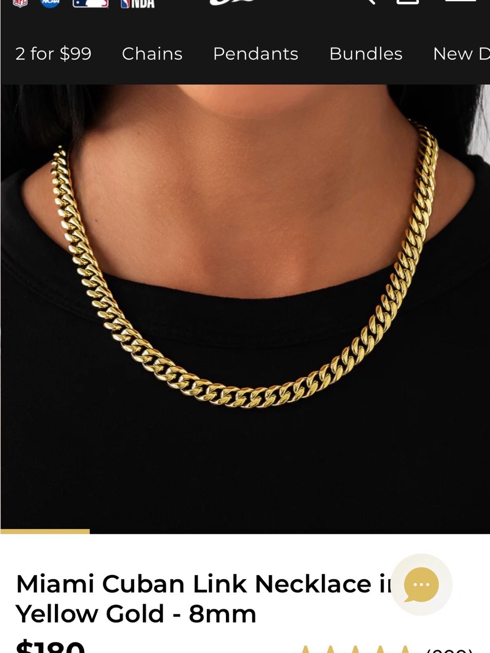 Miami Cuban Link Necklace in 18k Yellow Gold Plated - 16mm length Chain